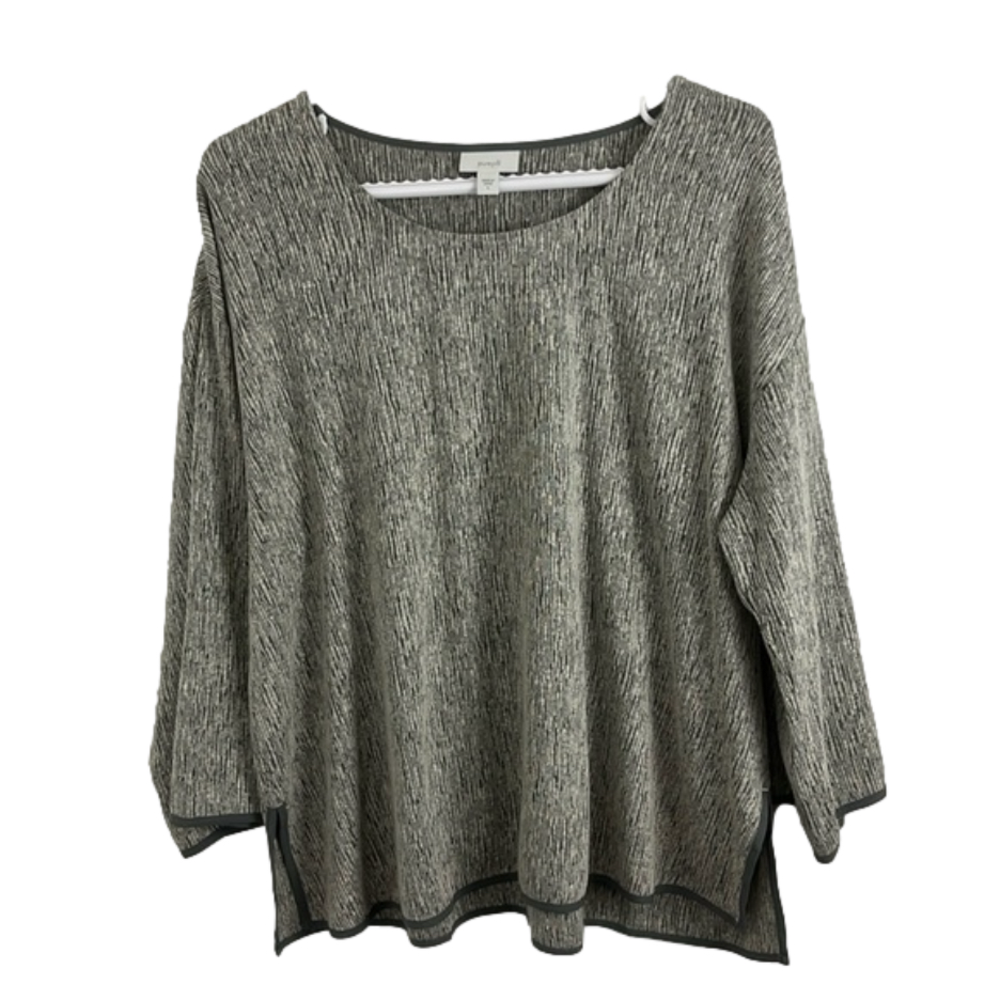 Pure Jill Boxy Linen-Blend Black and White Top